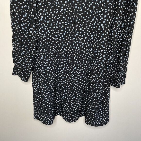 MADEWELL Dress Womens 2 Long Sleeve Mini NEW Ditsy Floral Black Blue NM453 - Picture 11 of 15
